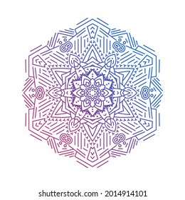 Mandala Rounded On White Isolated Background Blue Pink