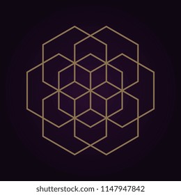 Mandala sacred geometry gold color abstract pattern vector illustration
