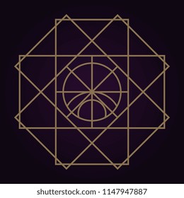 Mandala sacred geometry gold color abstract pattern vector illustration