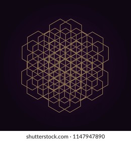 Mandala sacred geometry gold color abstract pattern vector illustration