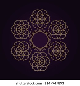 Mandala sacred geometry gold color abstract pattern vector illustration