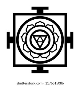 Mandala — sacred space, sacral place; spiritual and ritual symbol in Hinduism and Buddhism, representing sacral model of the structure of Universe, the chart of Cosmos. 
(Oriental Religious Symbol).