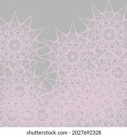 Mandala Satanic Pink Folk Chaotic Sharp Dark Wallpaper. Soft Calm Vintage Lace Grey Mystery Ornamental Light Pattern. Print Modern Silver Pastel Luxury Stars Complicated Design Pic.