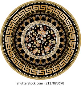 Mandala, scarf, shawl, bandana, pattern used as kitchen service, baroque, textile, t-shirt vector work with flowers