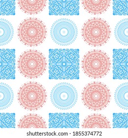 Mandala. Seamless abstract pattern. Vector illustration background. Trendy seamless diwali, fabric texture. Indian or Arabic motifs.