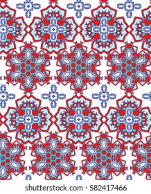 Mandala seamless background pattern, floral elements, flowers decorative ornament. Vector illustration in oriental style.