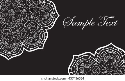 mandala seamless black business card, elegant business card, vector illustration