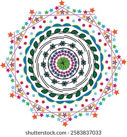 Mandala seamless colorful flower vector