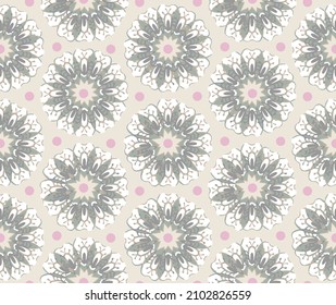 Mandala seamless pattern. Abstract colorful spring summer flower pattern.