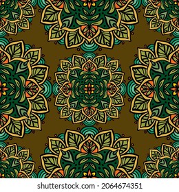 Mandala seamless pattern background with floral ornament.