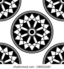 Mandala seamless pattern black and white