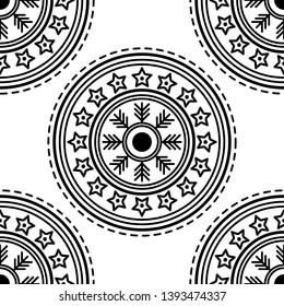 Mandala seamless pattern black and white. Islam, Arabic, Pakistan, Moroccan, Turkish, Indian, Spain motifs. Vector illustration EPS 10