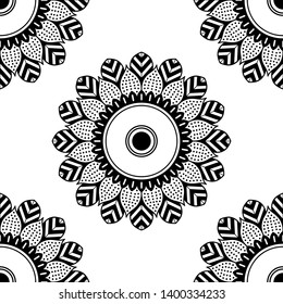 Mandala seamless pattern black and white