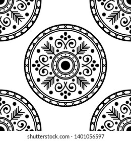 Mandala seamless pattern black and white. Islam, Arabic, Pakistan, Moroccan, Turkish, Indian, Spain motifs. Vector illustration EPS 10