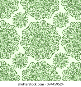 Mandala seamless pattern. Bohemian style. Vintage background with round ornament, decorative indian medallion, abstract flower element. Vector design