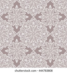 Mandala seamless pattern. Bohemian style. Vintage background with round ornament, decorative indian medallion, abstract lotus flower element. Vector design