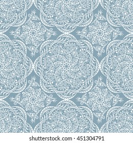 Mandala seamless pattern. Bohemian style. Vintage background with round ornament, decorative indian medallion, abstract flower element. Vector design