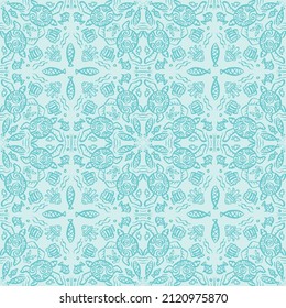 Mandala seamless pattern with cute turtle