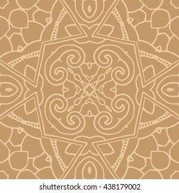 Mandala seamless pattern. Ethnic abstract decorative floral ornament. Hand drawn background. Islam, Arabic, Indian, turkish, pakistan, chinese, ottoman motifs. Background texture.