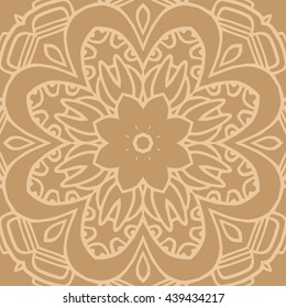 Mandala seamless pattern. Ethnic abstract decorative floral ornament. Hand drawn background. Islam, Arabic, Indian, turkish, pakistan, chinese, ottoman motifs. Background texture.