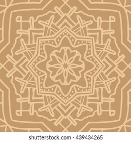 Mandala seamless pattern. Ethnic abstract decorative floral ornament. Hand drawn background. Islam, Arabic, Indian, turkish, pakistan, chinese, ottoman motifs. Background texture.