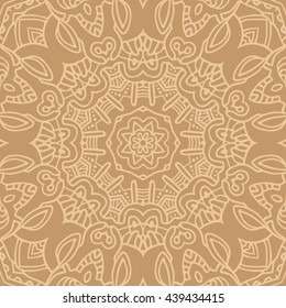 Mandala seamless pattern. Ethnic abstract decorative floral ornament. Hand drawn background. Islam, Arabic, Indian, turkish, pakistan, chinese, ottoman motifs. Background texture.