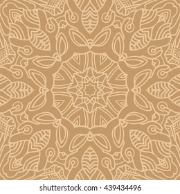 Mandala seamless pattern. Ethnic abstract decorative floral ornament. Hand drawn background. Islam, Arabic, Indian, turkish, pakistan, chinese, ottoman motifs. Background texture.