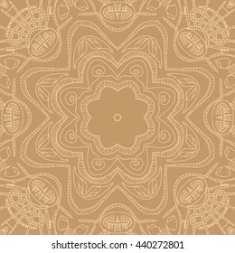 Mandala seamless pattern. Ethnic abstract decorative floral ornament. Hand drawn background. Islam, Arabic, Indian, turkish, pakistan, chinese, ottoman motifs. Background texture.