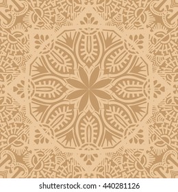 Mandala seamless pattern. Ethnic abstract decorative floral ornament. Hand drawn background. Islam, Arabic, Indian, turkish, pakistan, chinese, ottoman motifs. Background texture.