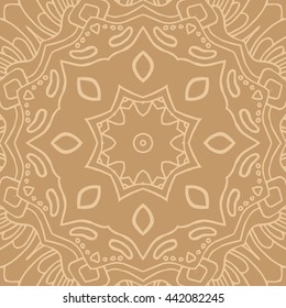 Mandala seamless pattern. Ethnic abstract decorative floral ornament. Hand drawn background. Islam, Arabic, Indian, turkish, pakistan, chinese, ottoman motifs. Background texture.