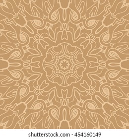 Mandala seamless pattern. Ethnic abstract decorative floral ornament. Hand drawn background. Islam, Arabic, Indian, turkish, pakistan, chinese, ottoman motifs. Background texture.