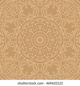 Mandala seamless pattern. Ethnic abstract decorative floral ornament. Hand drawn background. Islam, Arabic, Indian, turkish, pakistan, chinese, ottoman motifs. Background texture.