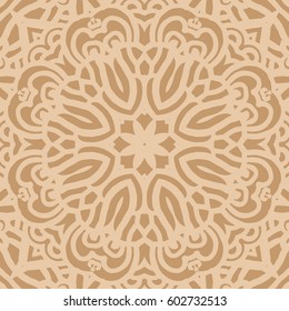 Mandala seamless pattern. Ethnic abstract decorative floral ornament. Hand drawn background. Islam, Arabic, Indian, turkish, pakistan, chinese, ottoman motifs. Background texture.
