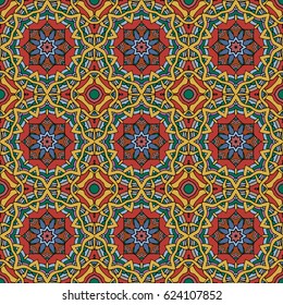 Mandala seamless pattern. Ethnic abstract decorative floral ornament. Hand drawn background. Islam, Arabic, Indian, turkish, pakistan, chinese, ottoman motifs. Background texture.
