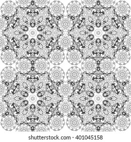 Mandala seamless pattern. Floral ethnic abstract decorative ornament. Hand drawn background. Islamic, arabic, indian, zentangle, tribal, african motif. Background texture for your design and business.