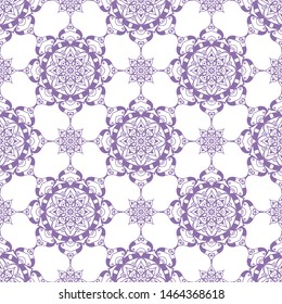 Mandala seamless pattern with floral and geometrical ornament. Arabic, Islamic, indian, japanese motifs in a retro style.