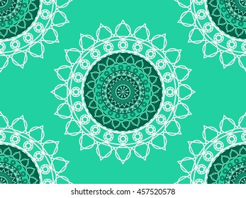 Mandala seamless pattern. Geometric pattern in Buddhist and Hindu style. Vector illustration.