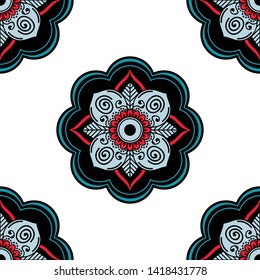 Mandala seamless pattern. Hand drawn background, vector isolated on white
