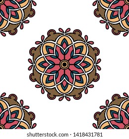 Mandala seamless pattern. Hand drawn background, vector isolated on white
