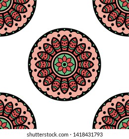 Mandala seamless pattern. Hand drawn background, vector isolated on white
