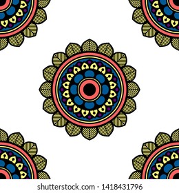 Mandala seamless pattern. Hand drawn background, vector isolated on white
