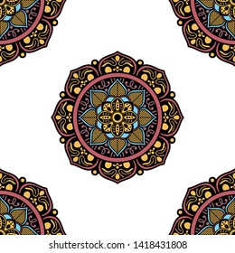 Mandala seamless pattern. Hand drawn background, vector isolated on white
