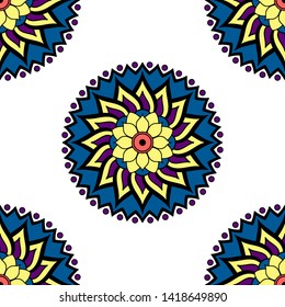 
Mandala seamless pattern. Hand drawn background, vector isolated on white

