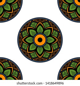 
Mandala seamless pattern. Hand drawn background, vector isolated on white
