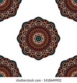 
Mandala seamless pattern. Hand drawn background, vector isolated on white
