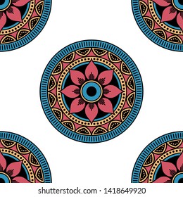 
Mandala seamless pattern. Hand drawn background, vector isolated on white
