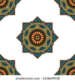 
Mandala seamless pattern. Hand drawn background, vector isolated on white

