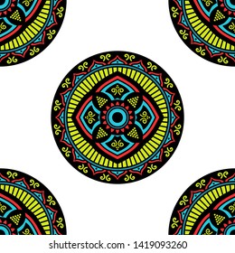 Mandala seamless pattern. Hand drawn background, vector isolated on white
