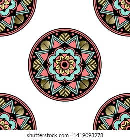 Mandala seamless pattern. Hand drawn background, vector isolated on white
