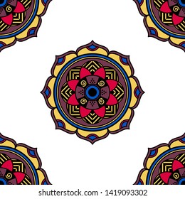 Mandala seamless pattern. Hand drawn background, vector isolated on white
